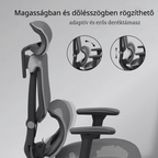 Prémium ergonomikus irodai szék C7, Habpárna – adaptív deréktámasz, állítható fejtámla és kartámasz, hosszú távú ülőmunkához