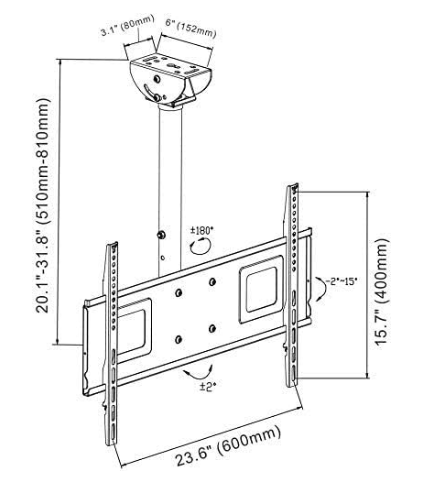 TV mennyezeti konzol 32-65 col | CM2 | 60kg