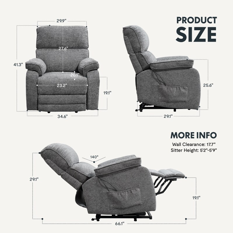 XL4 Prémium Motoros Relax Fotel Felállást Segítő Funkcióval, Masszázzsal és Fűtéssel