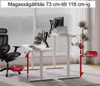 Elektromos állítható magasságú íróasztal, FQ1, számítógépasztal akasztóval és memóriafunkcióval irodába és otthonra