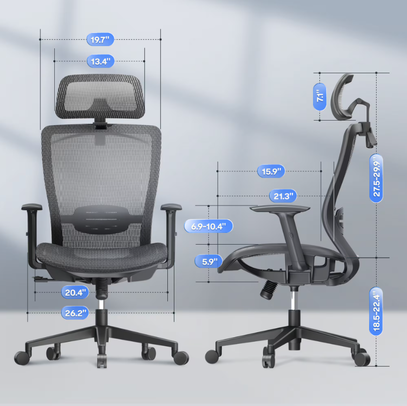 2D-ben teljesen állítható Ergonomikus Hálós Irodai Szék OC3B