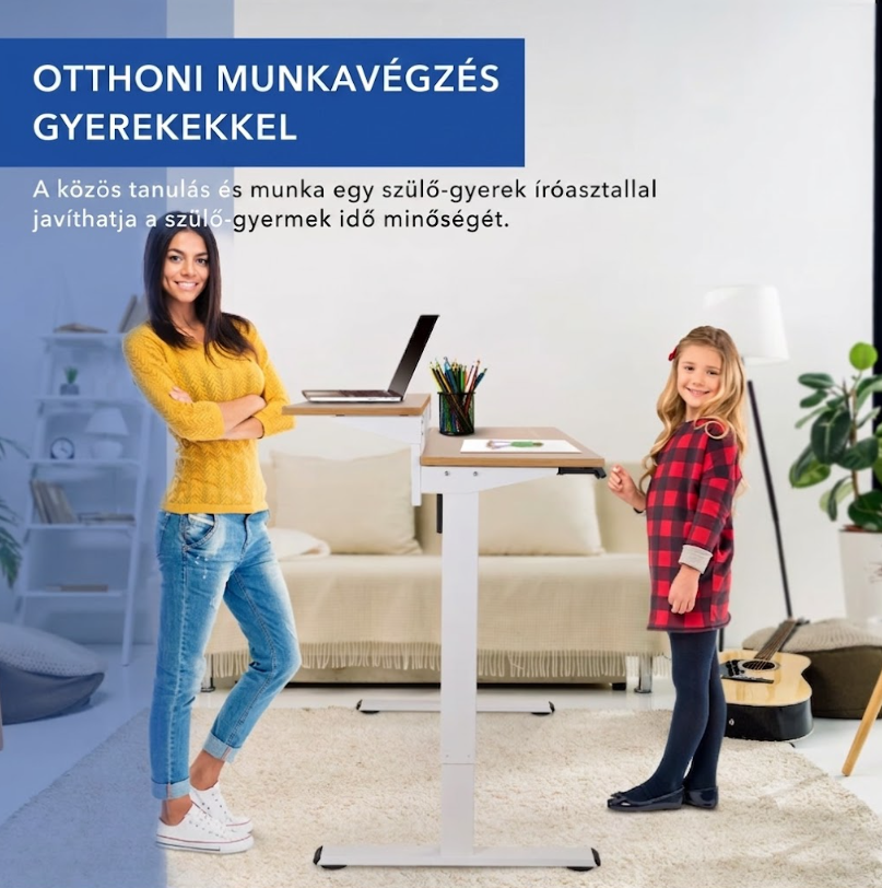 EF1 Vici Duplex állítható magasságú íróasztal, Sokoldalú egy- és kétszintes kialakítás, LED-kijelző és 4 memória előbeállítás
