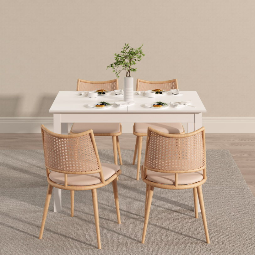 Bővíthető étkezőasztal DT1, 110–150 × 70 cm, I-gerendás szerkezettel és lamellás kialakítással