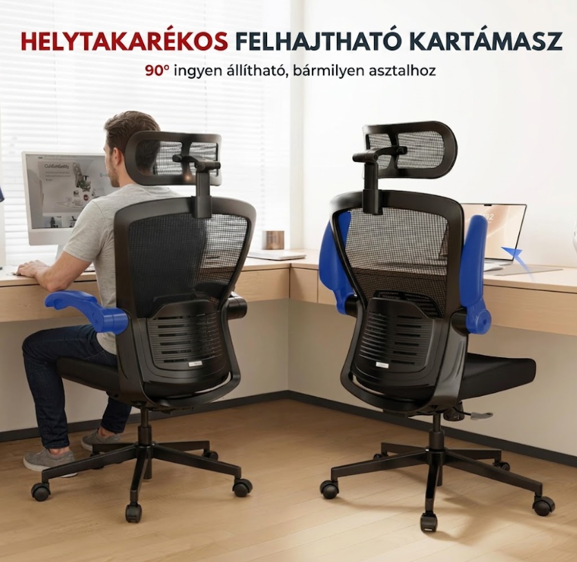 OC3-Pro Cloud Ergonomikus Irodai Szék, Magas háttámla, 8 szintű deréktámasz és Habszivacs ülőpárna