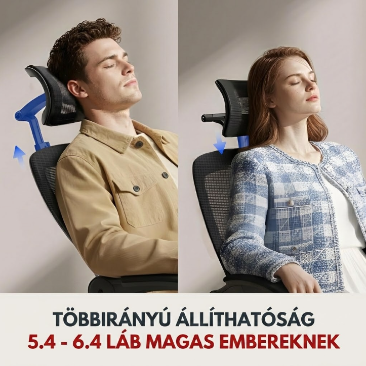 OC3-Pro Cloud Ergonomikus Irodai Szék, Magas háttámla, 8 szintű deréktámasz és Habszivacs ülőpárna