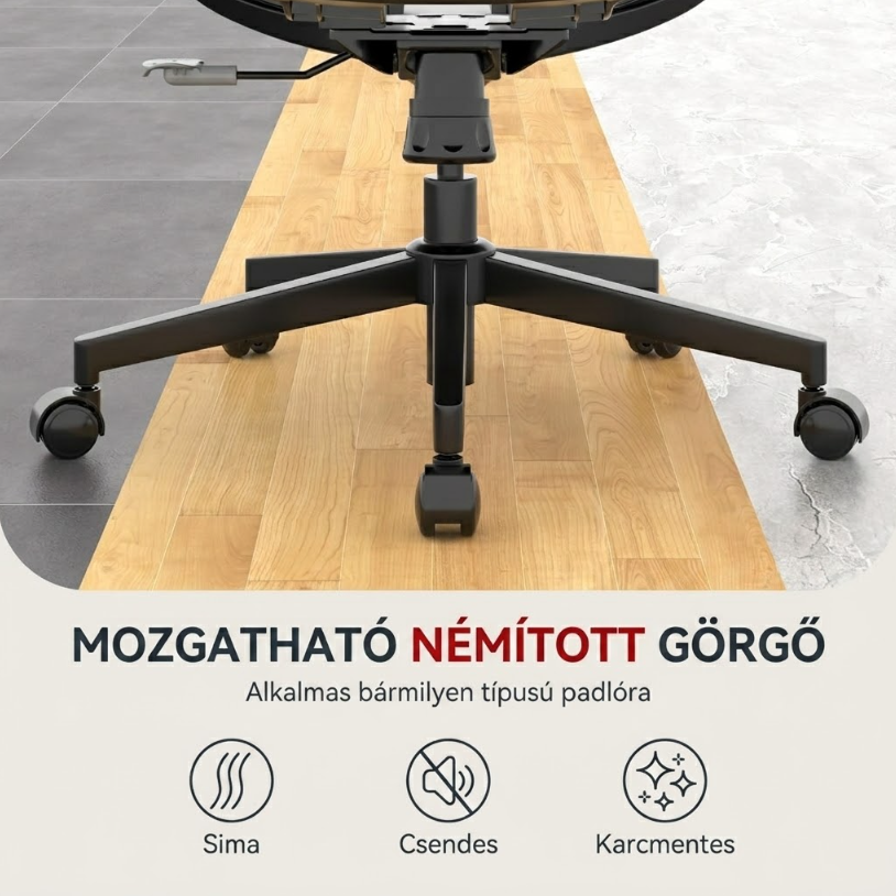 OC3-Pro Cloud Ergonomikus Irodai Szék, Magas háttámla, 8 szintű deréktámasz és Habszivacs ülőpárna