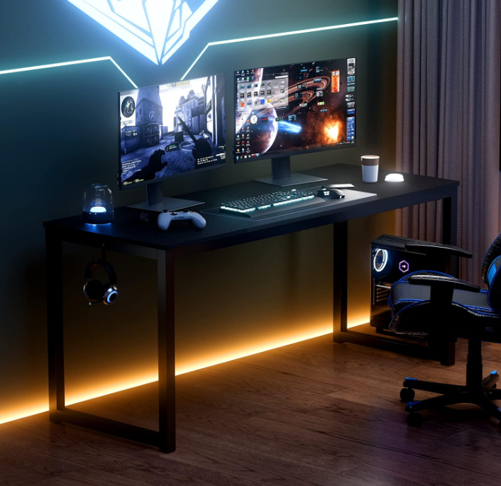 FD1-5542 Ergonómikus Számítógép- és Gaming Asztal Fejhallgató Tartóval (140 x 60 x 75 cm)