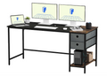 FD7 Számítógépasztal 140/160 x 60 x 75 cm, PC Asztal Fiókokkal és Tároló Polcokkal, Íróasztal Irodába és Nappaliba