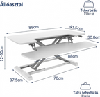 M17MW állítható állóasztal-átalakító billentyűzettel, gázrugós, asztali munkaállomás két monitorhoz, 88 cm