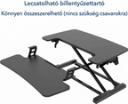 M9B Állóasztal-átalakító billentyűzettartóval, gázrugós, kétmonitoros asztali munkaállomás, 72 cm