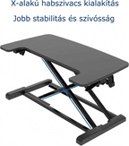 M9B Állóasztal-átalakító billentyűzettartóval, gázrugós, kétmonitoros asztali munkaállomás, 72 cm