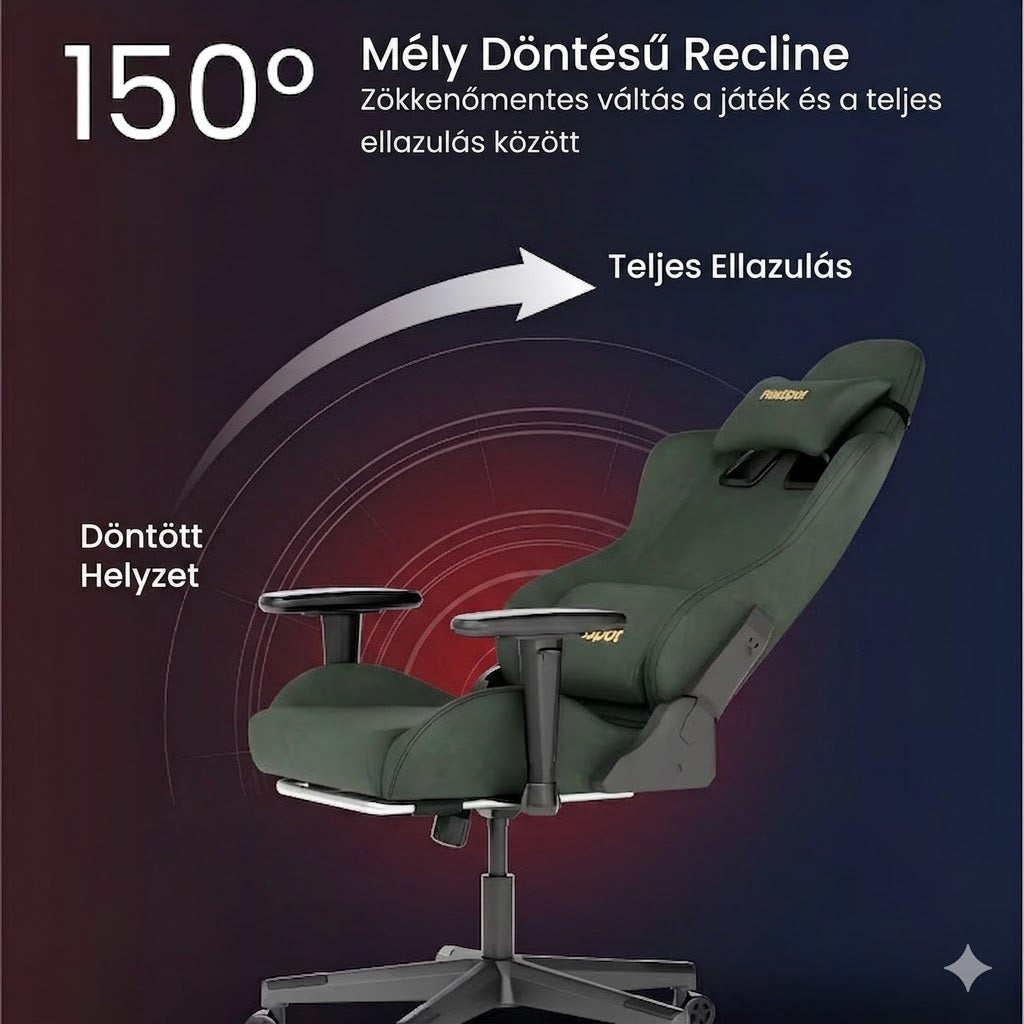 Gamer szék R1, lábtartóval, állítható háttámlával