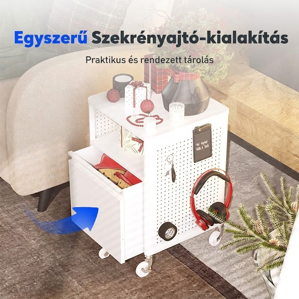 RC6 Gurulós Konténer Perforált Oldallappal, Mobil Iratszekrény