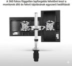 Állítható monitortartó állvány M13, kétkaros, 10"-27"-os LCD monitorokhoz, bilincsekkel rögzíthető, 8 kg teherbírás monitoronként