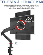 Állítható monitortartó S8 – csuklós kar, 17"-36" monitorhoz, VESA, 3-12 kg