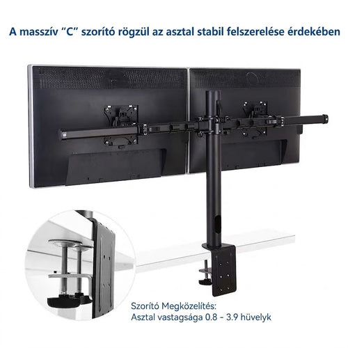 Állítható monitortartó D1DP, 17 - 36 hüvelykes kijelzőkhöz