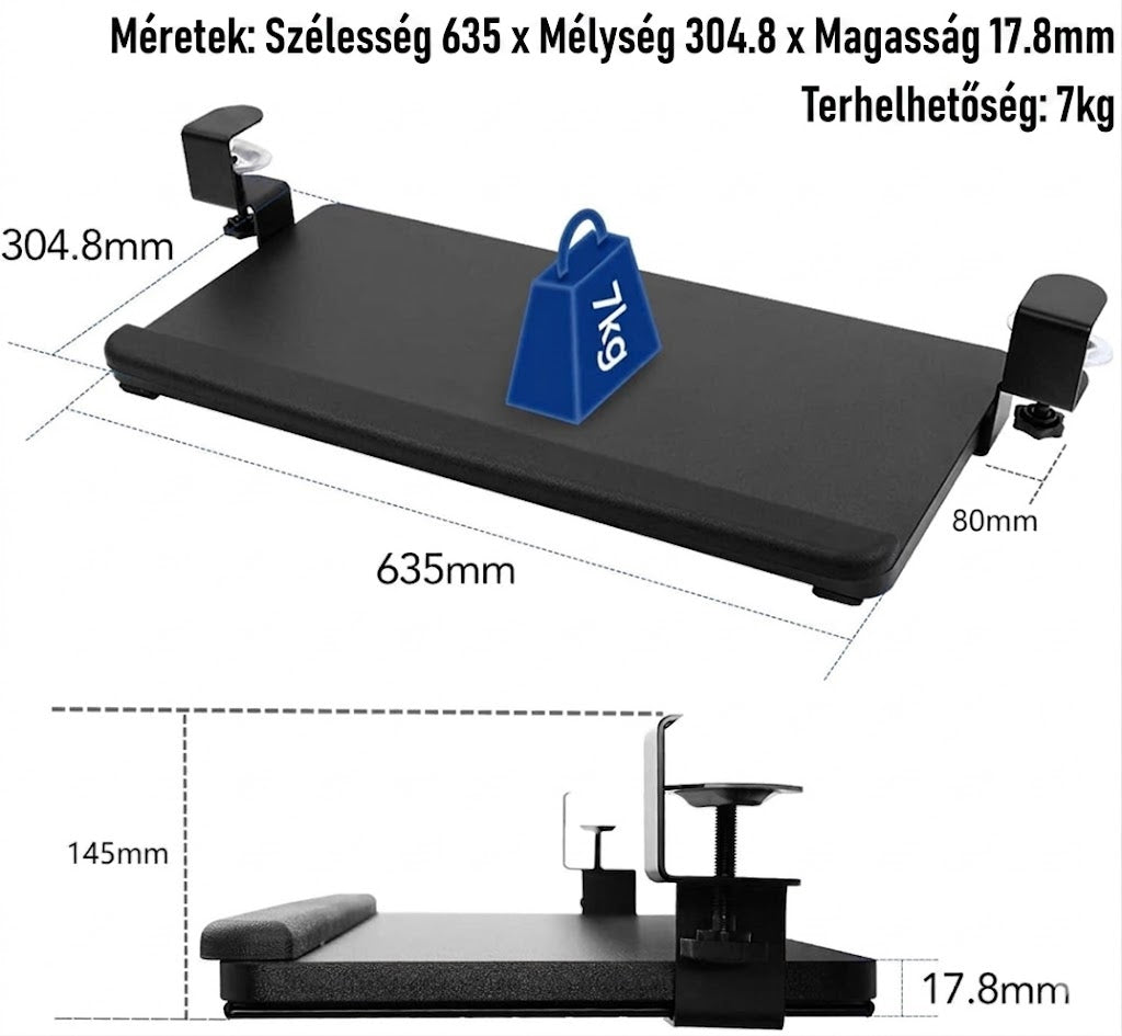 Kicsúsztatható billentyűzettálca KT2B