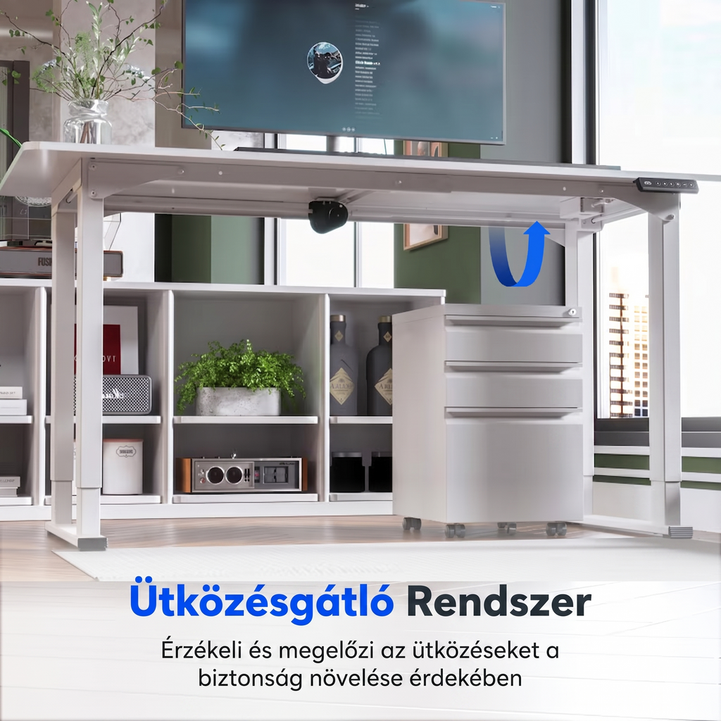 E1Q Állítható magasságú íróasztal 140x70 cm-es és 160x70 cm-es asztallappal