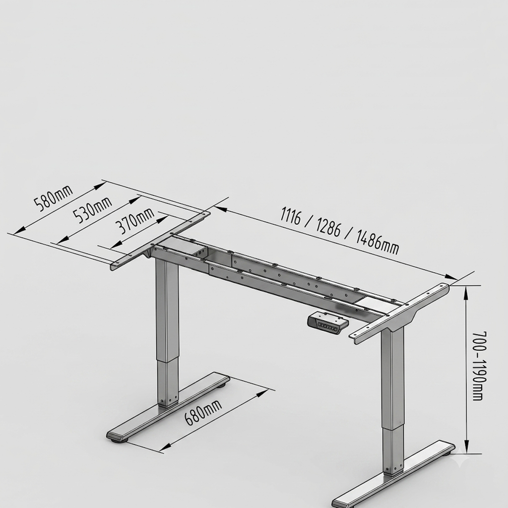 Elektromos Íróasztal Láb E1 Pro, Kétmotoros, 70–120 cm Állítható, 100 kg Teherbírás, Memóriagombokkal