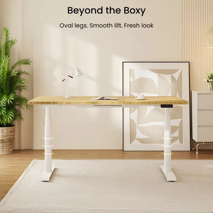 Elektromos Íróasztal ovális Láb E8, 60-125cm Állítható, Kétmotoros, 125 kg Teherbírás, LED érintőképernyő, 4 memóriahely, USB töltőport