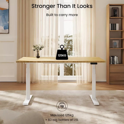 Elektromos Íróasztal ovális Láb E8, 60-125cm Állítható, Kétmotoros, 125 kg Teherbírás, LED érintőképernyő, 4 memóriahely, USB töltőport