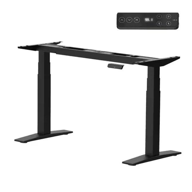 Elektromos Íróasztal Láb E9, dupla kefenélküli motor, 180kg Teherbírás, 63.5-128.5cm Állítható, LED érintőképernyő, 4 memóriahely, USB töltőport