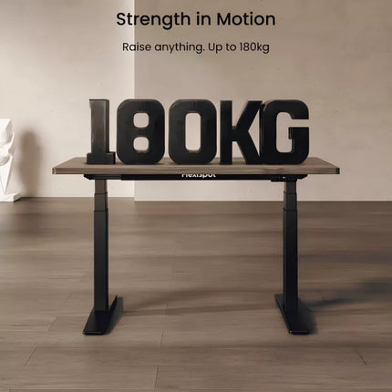 Elektromos Íróasztal Láb E9, dupla kefenélküli motor, 180kg Teherbírás, 63.5-128.5cm Állítható, LED érintőképernyő, 4 memóriahely, USB töltőport