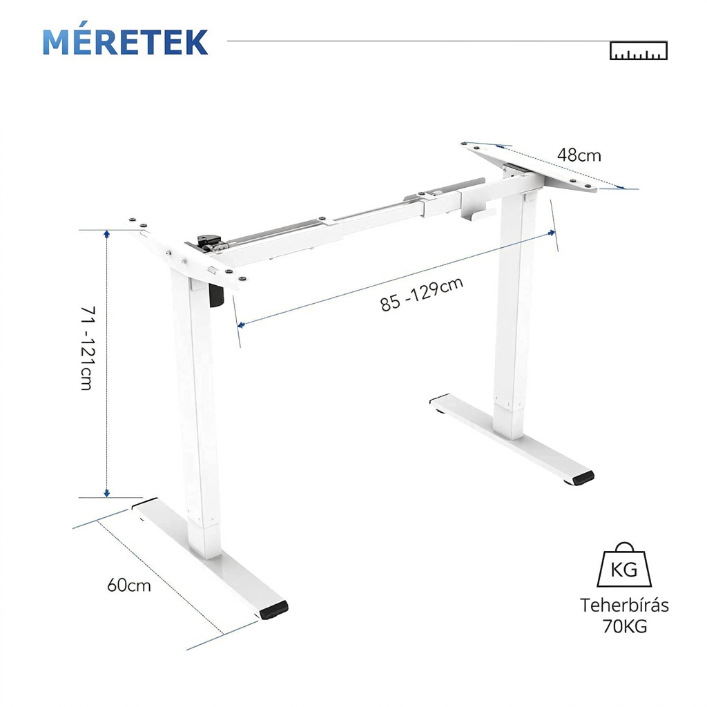 Elektromos íróasztal EF1, állítható magasság (70–120 cm), Memóriás vezérlőpanellel