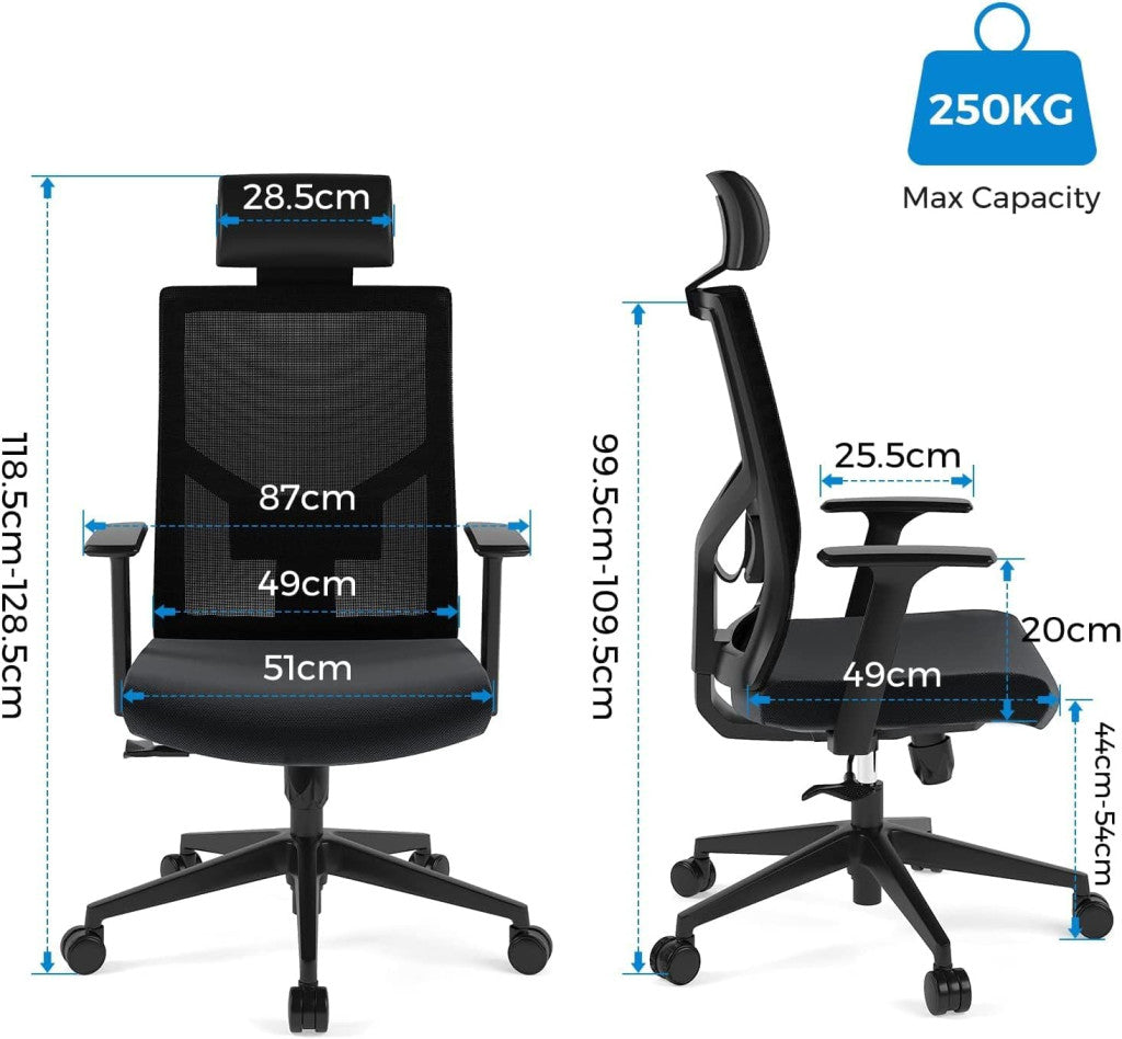 Ergonomikus irodai szék BS12, Lélegző szövet kárpit, hosszú üléshez tervezve