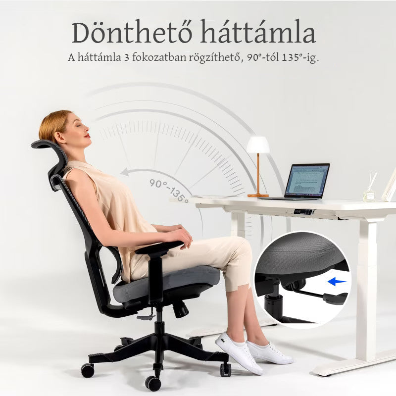 Ergonomikus irodai szék BS8 – 9 állítható háttámla pozícióval, lélegző hálós kivitelű
