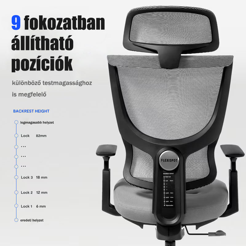 Ergonomikus irodai szék BS8 – 9 állítható háttámla pozícióval, lélegző hálós kivitelű