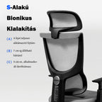 Ergonomikus irodai szék BS8 – 9 állítható háttámla pozícióval, lélegző hálós kivitelű