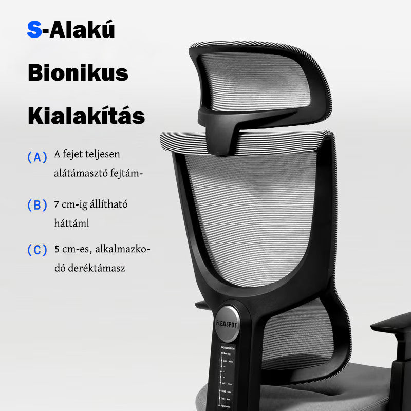 Ergonomikus irodai szék BS8 – 9 állítható háttámla pozícióval, lélegző hálós kivitelű