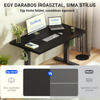 Kétmotoros elektromos íróasztal E1 Pro, Egyrészes asztallap, állítható magasság (70–120 cm), Memóriagombokkal