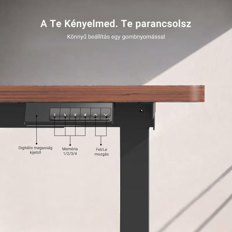 Elektromos Íróasztal Láb E5, 60-125cm Állítható, Kétmotoros, 120 kg Teherbírás, Memóriagombokkal