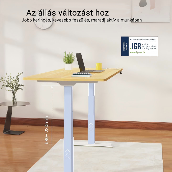 Prémium Elektromos Íróasztal Láb E7H , 68-133cm Állítható, Kétmotoros, 125 kg Teherbírás, LED érintőképernyő, 4 memóriahely, USB töltőport