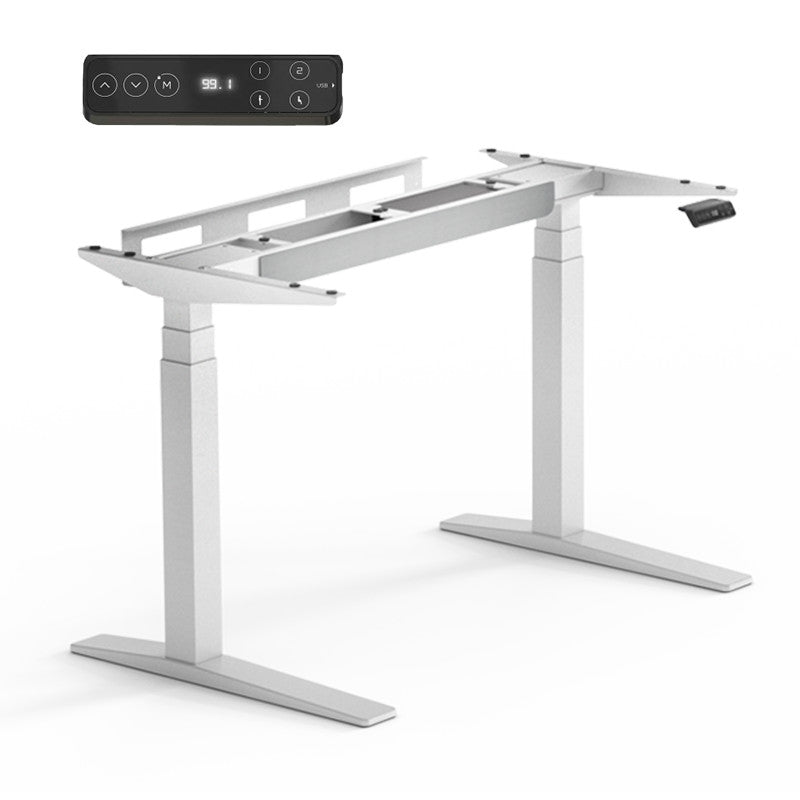 Prémium Elektromos Íróasztal Láb E7 Pro, 63.5-128.5cm Állítható, Kétmotoros, 160 kg Teherbírás, LED érintőképernyő, 4 memóriahely, USB töltőport