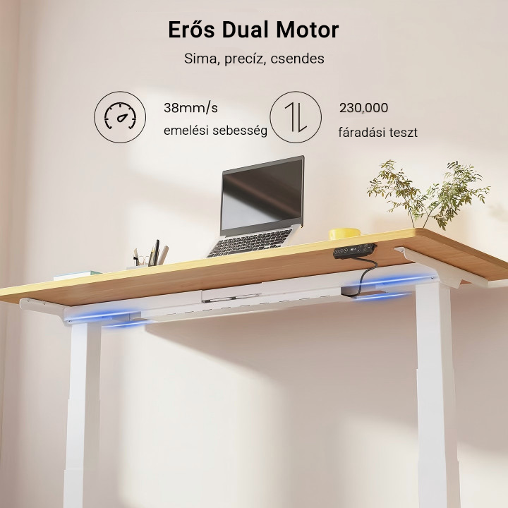 Prémium Elektromos Íróasztal Láb E7H , 68-133cm Állítható, Kétmotoros, 125 kg Teherbírás, LED érintőképernyő, 4 memóriahely, USB töltőport