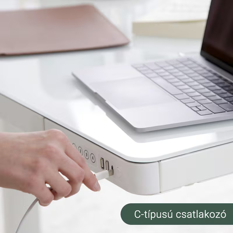 Comhar All-in-One elektromos állítható íróasztal fiókkal, 120x60cm USB-töltővel és memória panellel