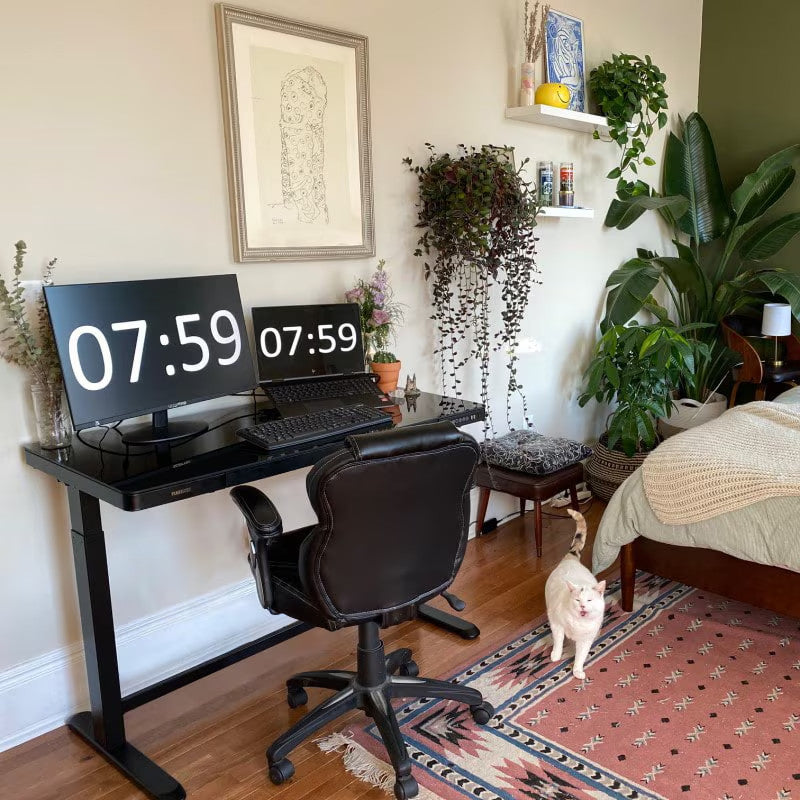 Comhar All-in-One elektromos állítható íróasztal fiókkal, 120x60cm USB-töltővel és memória panellel