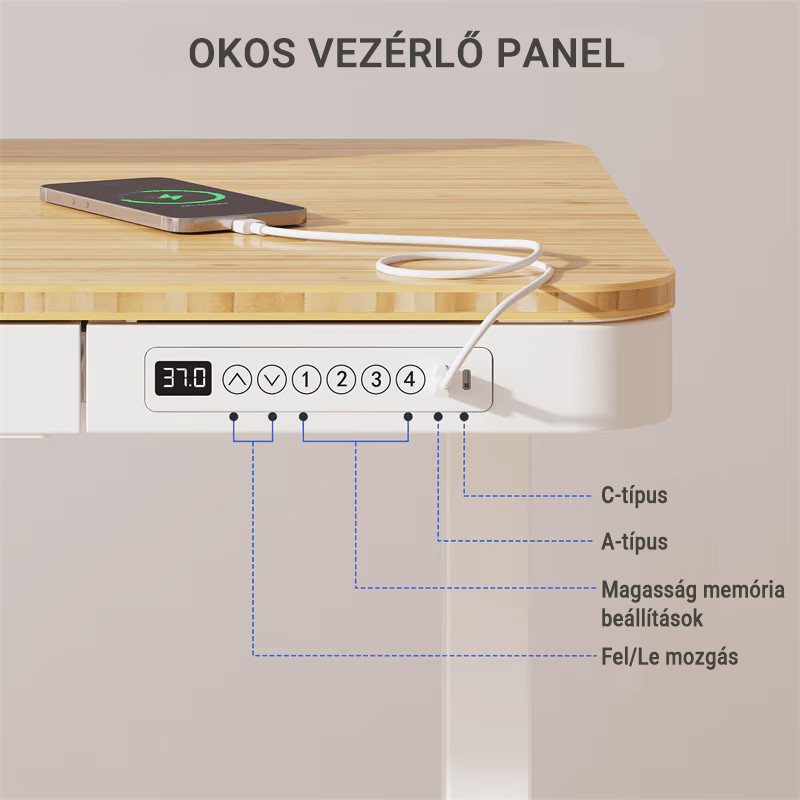 Comhar All-in-One elektromos állítható íróasztal Q8, fiókkal, dupla motor, vezeték