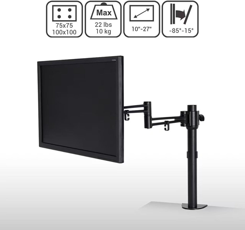 Állítható monitortartó állvány M21, egykaros, 10"-27"-os monitorokhoz, 10 kg teherbírás