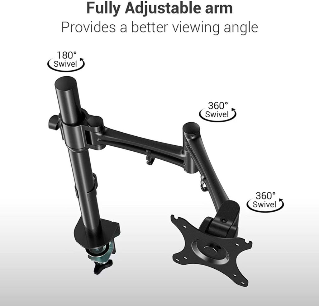 Állítható monitortartó állvány M21, egykaros, 10"-27"-os monitorokhoz, 10 kg teherbírás