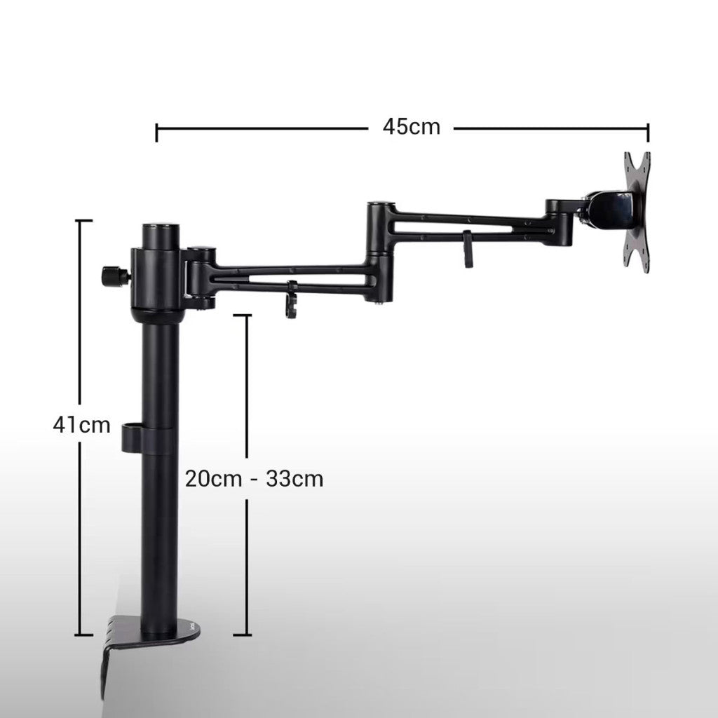 Állítható monitortartó állvány M21, egykaros, 10"-27"-os monitorokhoz, 10 kg teherbírás