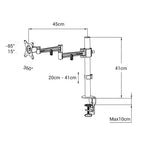 Állítható monitortartó állvány M21, egykaros, 10"-27"-os monitorokhoz, 10 kg teherbírás