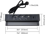 Asztali multialjzat 3 aljzattal és 2 integrált USB porttal (A+C típus) és 2 rögzítőkonzollal