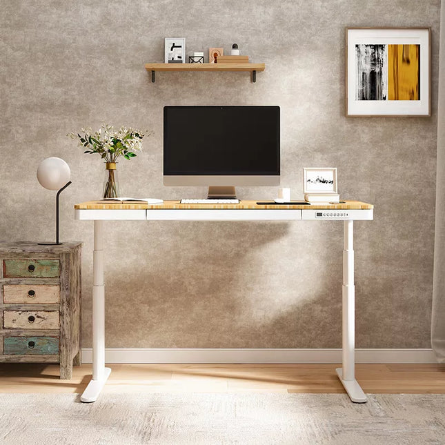 Comhar Pro All-in-One elektromos állítható íróasztal, fiókkal, bambusz lap, 140x70cm, dupla motor, vezeték