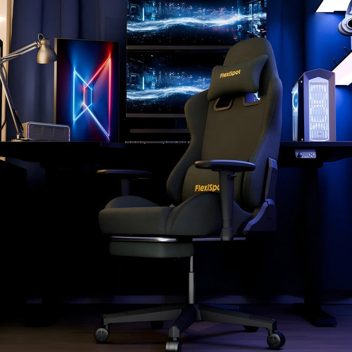 Gamer szék R1, lábtartóval, állítható háttámlával