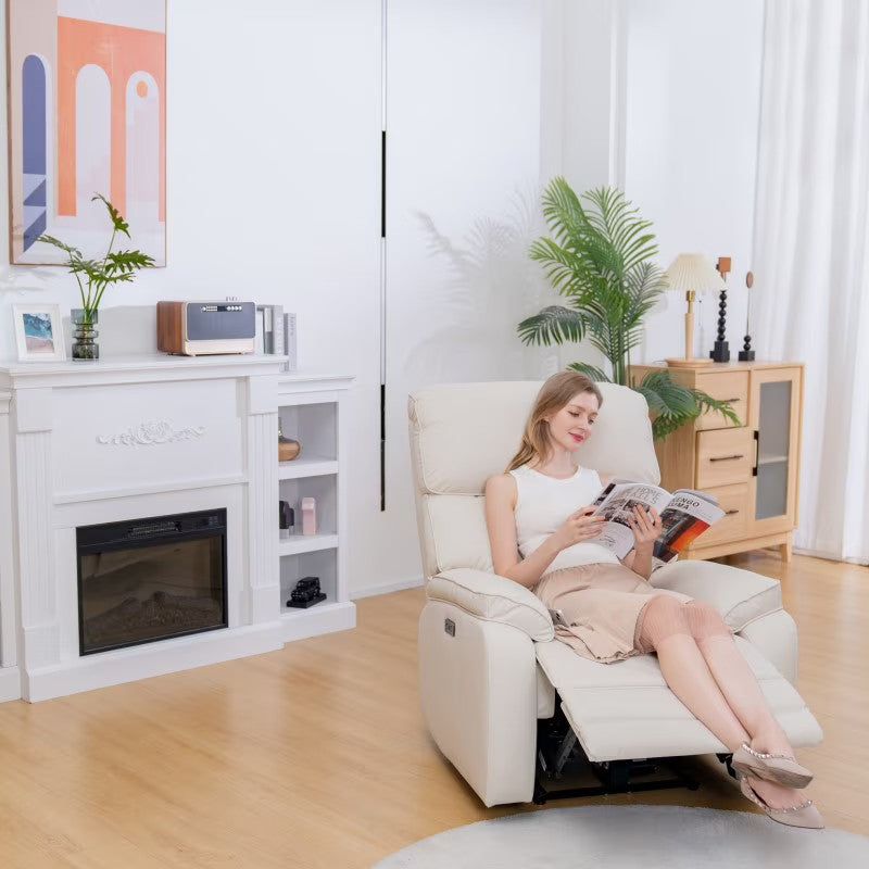 Elektromos Állítható relaxfotel X2, bőr– széles kartámasszal, USB-csatlakozóval