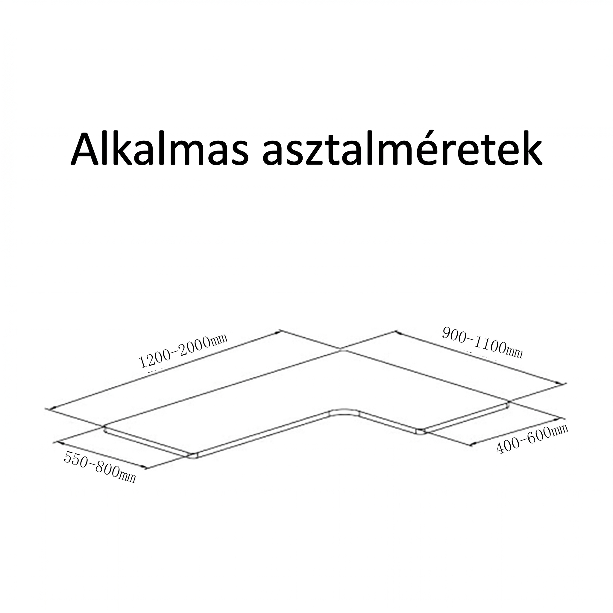 L-alakú hárommotoros állítható íróasztal, E3L, 125 kg teherbírás, 60-123cm magasságállítás, Jobb- és balkezes kialakításhoz is